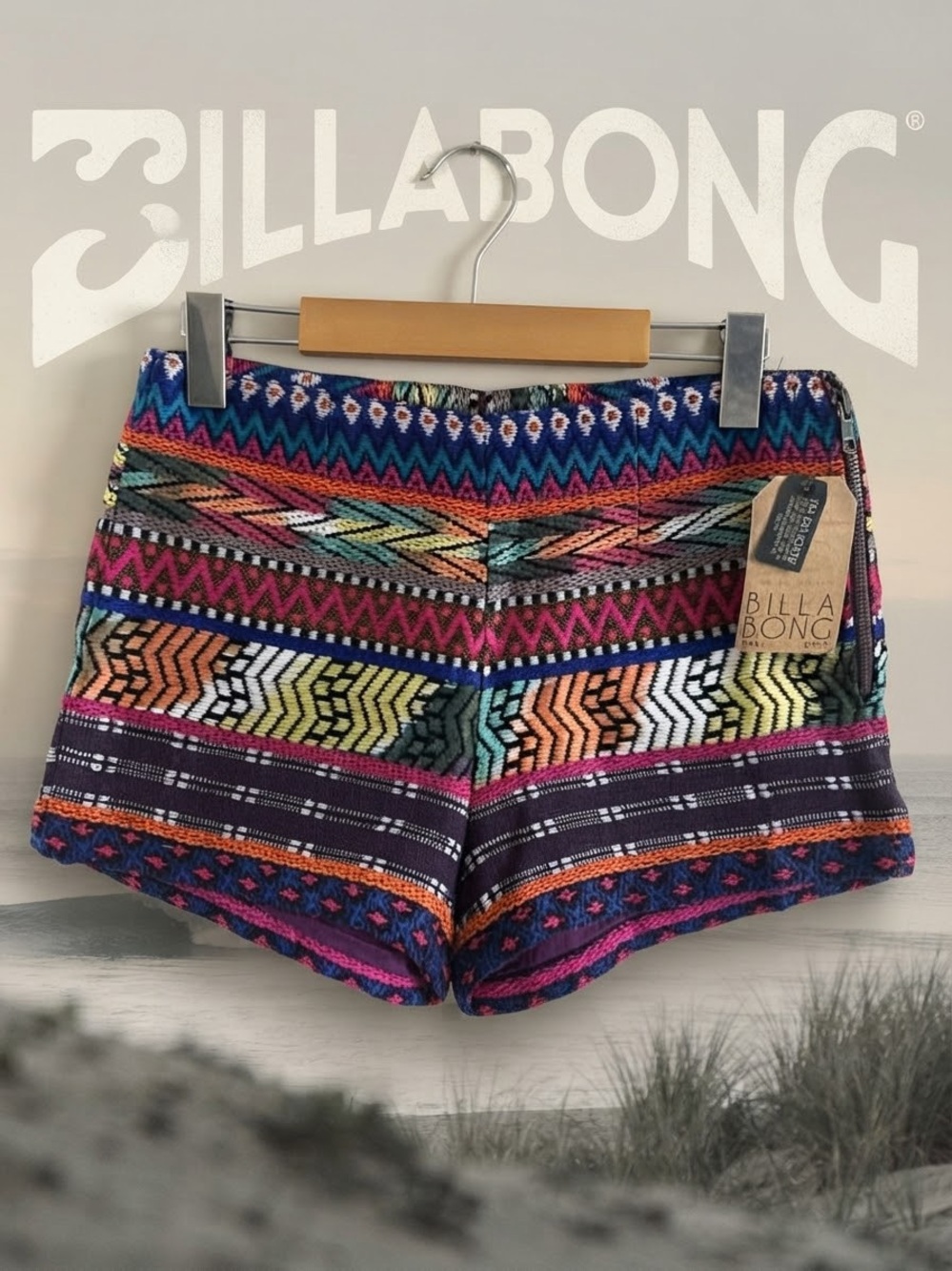 Billabong Aztec Geometric Woven Tapestry Shorts Boho Small NWT